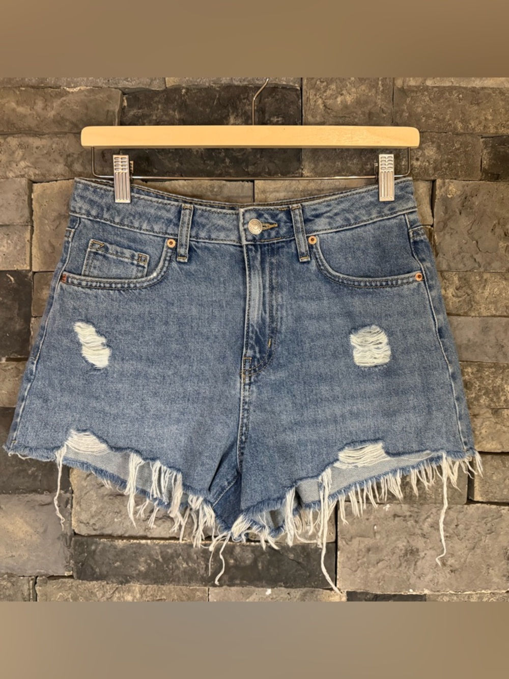 FOREVER 21 Distressed Blue Denim Jean Shorts